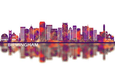 Birmingham Alabama Skyline Mixed Media by NextWay Art - Fine Art America