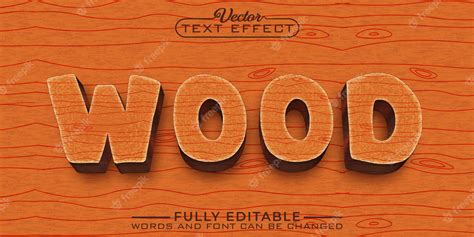 Premium Vector | Wood texture vector editable text effect template