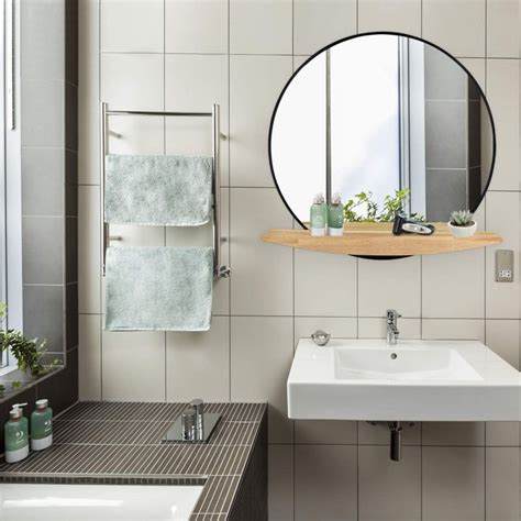 Round Bathroom Mirror With Shelf – Rispa