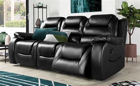 Vancouver 3 Seater Recliner Sofa, Black Classic Faux Leather Only £749. ...