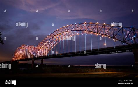 Hernando de Soto Bridge in Memphis over Mississippi River Stock Photo ...