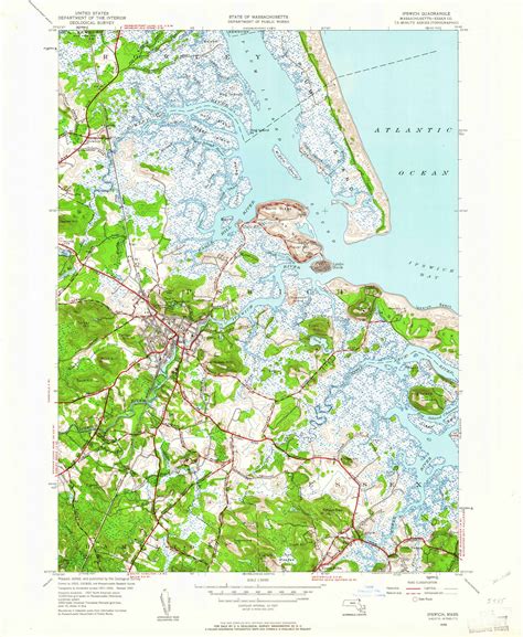 Ipswich, Massachusetts 1950 (1961) USGS Old Topo Map Reprint 7x7 MA ...