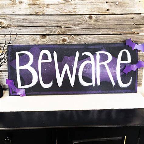 DIY Halloween Beware Sign With Bat Cutouts - Angie Holden The Country ...