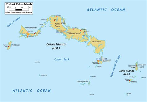 Detailed Political Map of Turks and Caicos Islands and Ezilon Maps