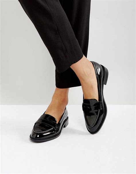 ASOS MUNCH Loafer Flat Shoes - Black | Flat shoes women, Outfit shoes ...