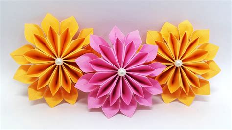 DIY Paper Flowers easy making tutorial (Origami Flower) - Paper Crafts ...