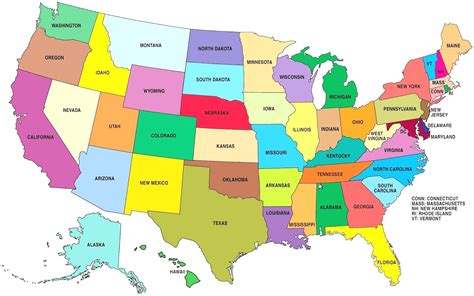 Us Map With States Labeled Printable