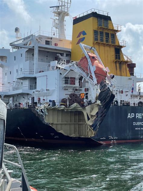 Incident Photos: Cargo Ship and Bulker Damaged in Sabine Pass Collision