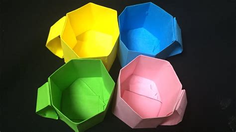 How to make 3d paper cup origami - YouTube