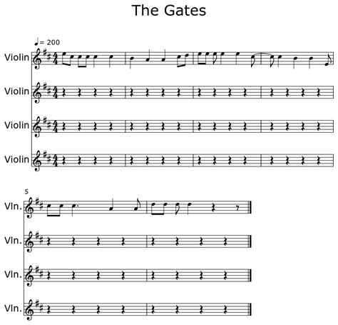 The Gates - Sheet music for Violin