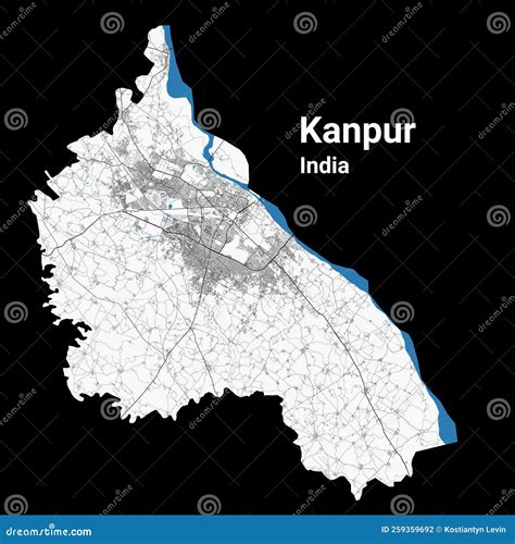 Kanpur Map. Detailed Map Of Kanpur City Administrative Area. Cityscape ...