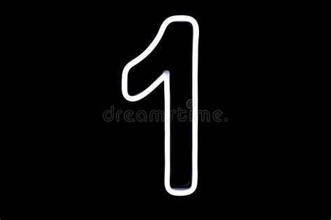 White Number One Neon Sign on Isolated Black Background Stock Image ...