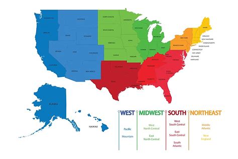 The Officially Recognized Four Regions And Nine Divisions Of The United ...