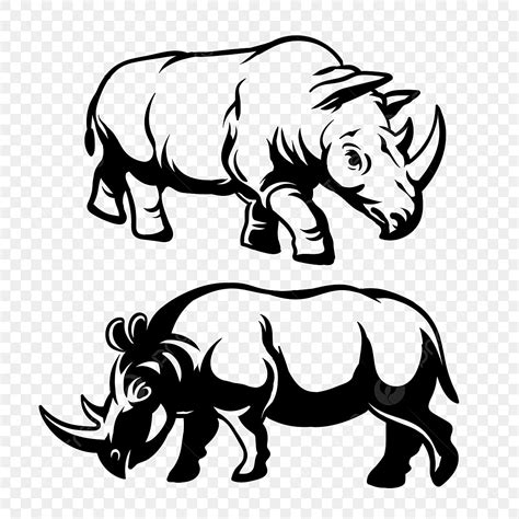 Rhino Rhinoceros Animal Silhouette Outline Vector Art Instant Download ...