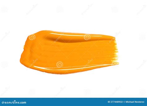 Stroke of Yellow Color Paint Isolated on White Stock Photo - Image of ...