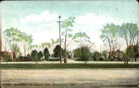 Entrance to Seaside Park Bridgeport, CT Postcard