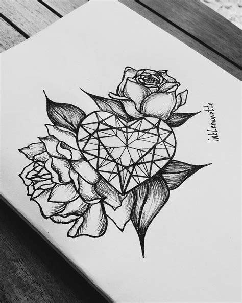 diamond heart tattoo drawing - cesarsayocvanstickers