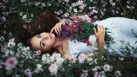 Wallpaper : model, Sergey Shatskov, nature, flowers, plants, women ...