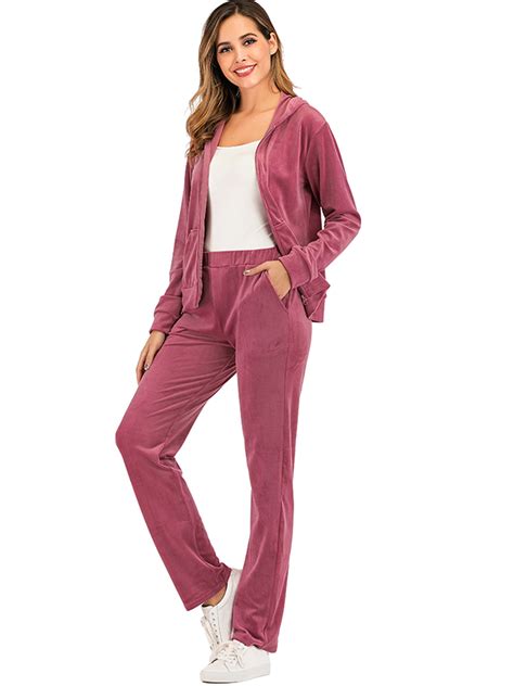 LELINTA Women's Plus Size Velour Tracksuits 2 Piece Outfits Hoodie ...