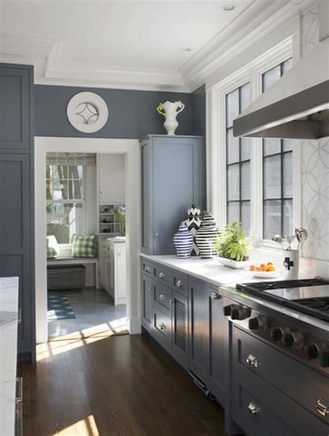 Blue Gray Cabinets - Contemporary - kitchen - Liz Caan Interiors