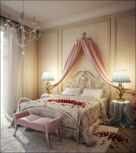 romantic pink blue cream bedroom design | Interior Design Ideas