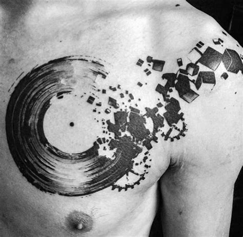 50 Vinyl Record Tattoo Designs For Men - Long Playing Ink Ideas