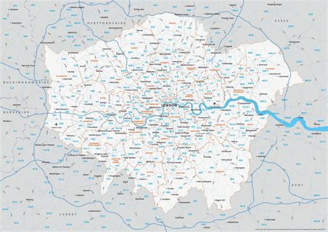 London postcode map - Postcode map of London (England)