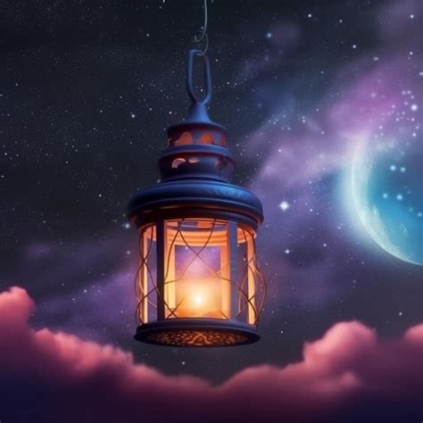 Premium Photo | A painting of a lantern with the moon in the background