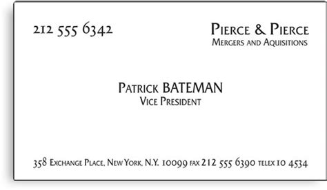 "Patrick Bateman Business Card" Canvas Prints by Troy V | Redbubble