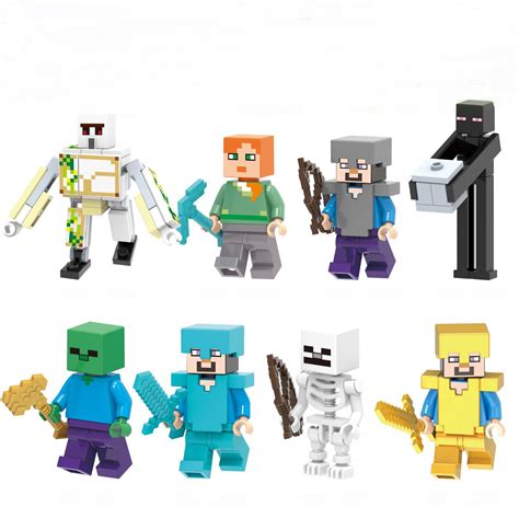 Steve Endermite Zombie Skeleton Minifigures Lego Compatible Minecraft Set