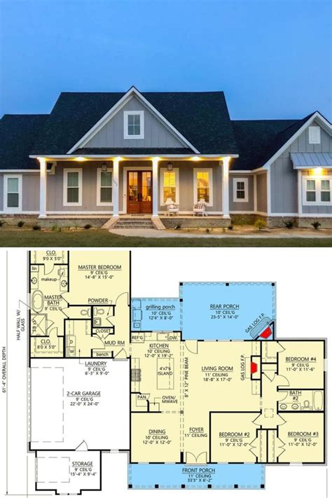 4-Bedroom Single-Story Modern Farmhouse with Bonus Room (Floor Plan ...