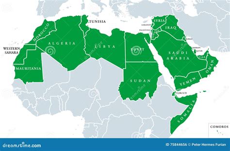 Arab World Political Map Vector Illustration | CartoonDealer.com #75844656