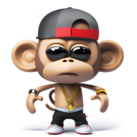 3D Render Cute Hip Hop Funny Monkey Cartoon Illustration · Creative Fabrica