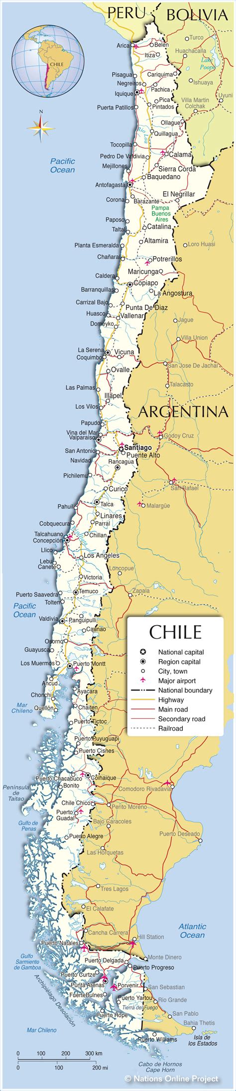 Chile Map - Chile Map And 100 More Free Printable International Maps ...