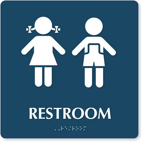 Braille Unisex Pre-School Restroom Sign With Pictogram, SKU: SE-1778