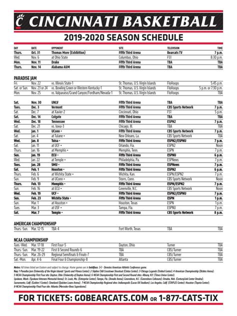 19-20-UC Men's Basketball Schedule | Sports