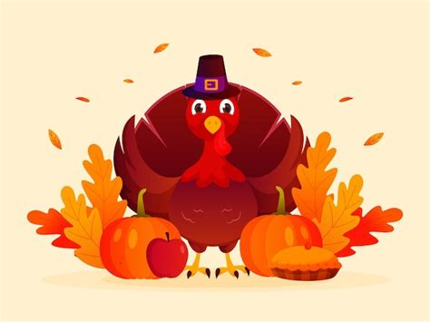 Premium Vector | Flat design thanksgiving background with turkey