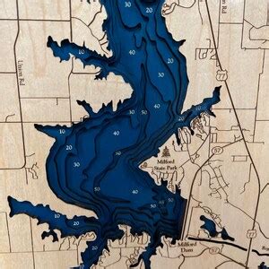 Milford Lake Map, Custom Wood Map, 3D Wall Art, Contour Map Lake House ...