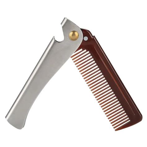 Stainless Steel Round Comb Teeth Beard Comb Folding Pocket Moustache ...