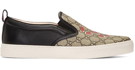 Gucci Black Snake Dublin Slip-on Sneakers for Men | Lyst