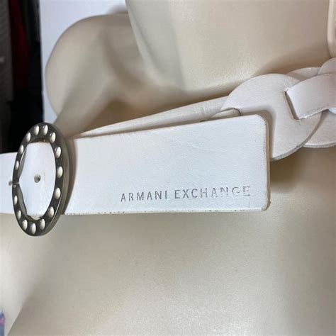 Armani Exchange White Genuine Leather Chain Link... - Depop