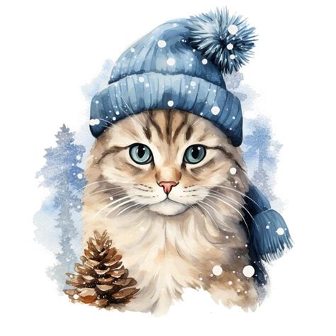 Premium PSD | Christmas cats watercolor clipart