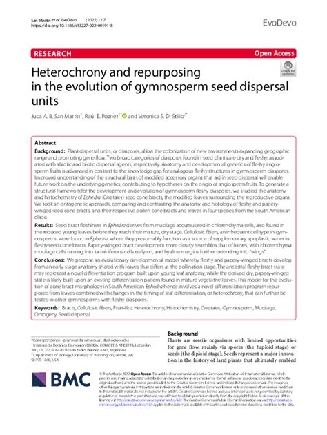 (PDF) Heterochrony and Repurposing in the Evolution of Gymnosperm Seed ...