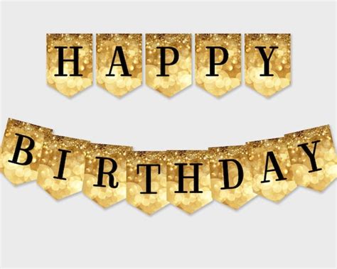 Happy Birthday Banner Sparkle Gold Bokeh Glitter Birthday - Etsy