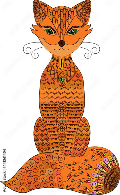 colorful zentangle cat with patterns Stock Vector | Adobe Stock