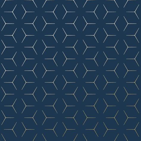 Navy and Gold Metro Illusion Geometric Wallpaper - Blue