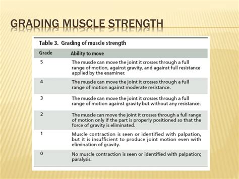 Grade 5 Muscle Strength Chart