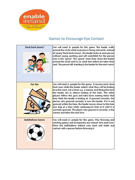 Eye Contact activities | PDF