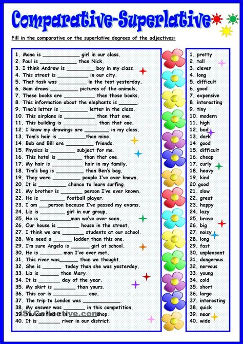 Comparative-Superlative | English grammar, English grammar worksheets ...