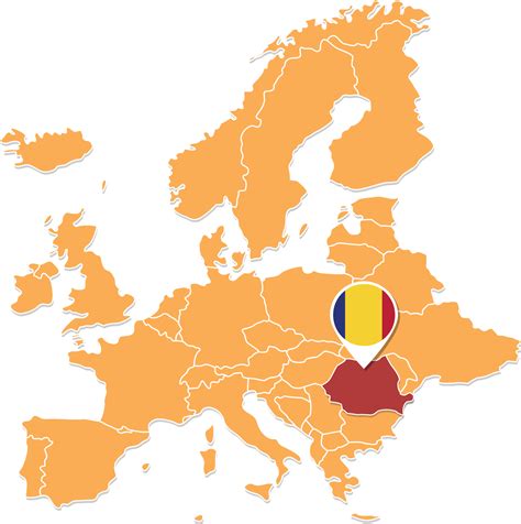 Romania map in Europe, Romania location and flags. 24584063 PNG